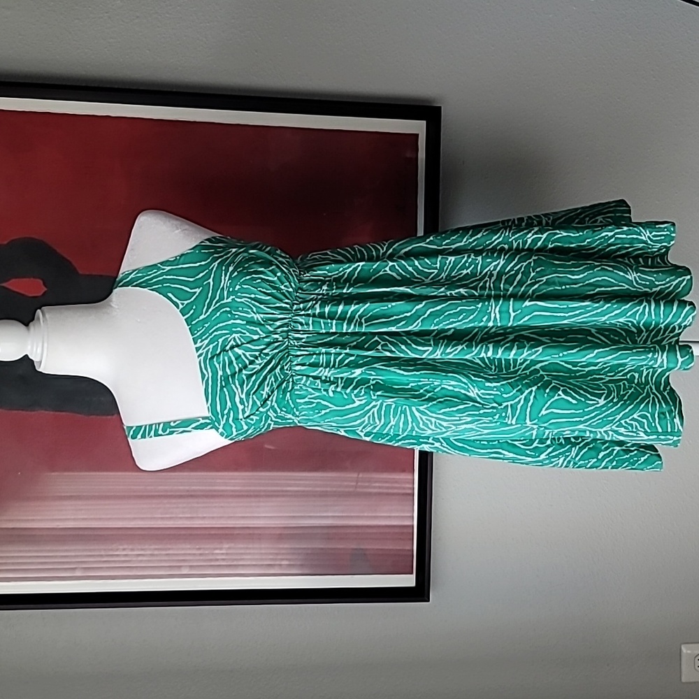 NWOT Susana Monaco Asymmetric Mini Dress, Size Small*, Color Green/White